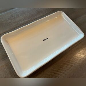 Rae Dunn White Ceramic Tray with 'Relax' Text